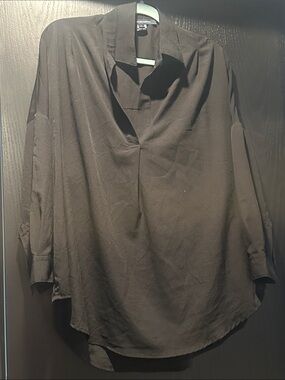 Black button sleeve blouse